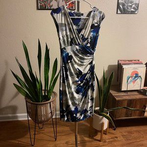Lauren Ralph Lauren dress cocktail white and blue with flowers